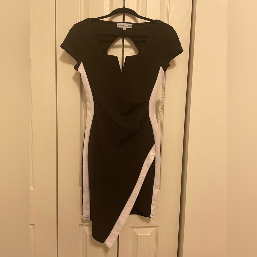 NWT Almost Famous adorable black dress with white trim!